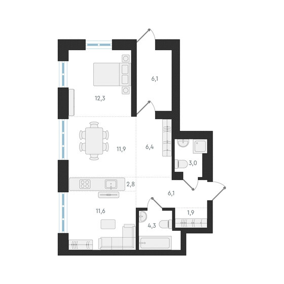 66,4 м², 3-комнатная квартира 11 700 000 ₽ - изображение 1