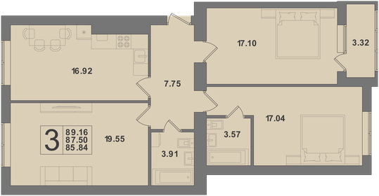 87,5 м², 4-комнатная квартира 5 999 999 ₽ - изображение 72