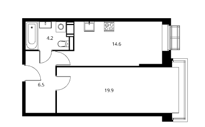 Квартира 46,2 м², 1-комнатная - изображение 3