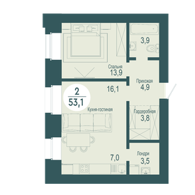 Квартира 53,1 м², 2-комнатная - изображение 1