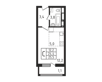 26 м², квартира-студия 5 500 000 ₽ - изображение 35