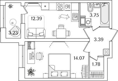 37 м², 1-комнатная квартира 11 329 890 ₽ - изображение 24