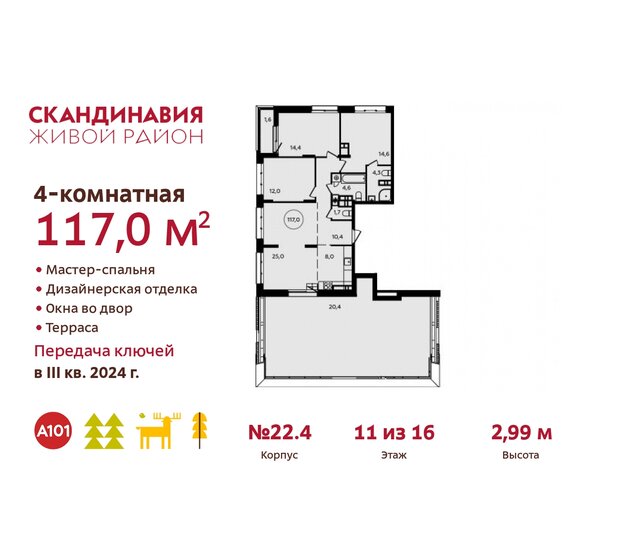 117 м², 4-комнатная квартира 33 318 988 ₽ - изображение 39