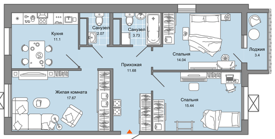 77 м², 3-комнатная квартира 5 941 949 ₽ - изображение 19