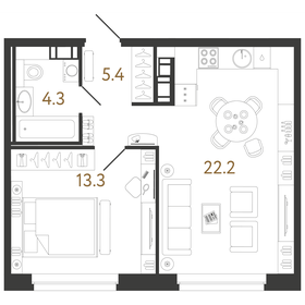 45,2 м², 1-комнатная квартира 16 814 876 ₽ - изображение 16