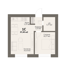 37,4 м², квартира-студия 4 787 200 ₽ - изображение 32