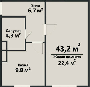 Квартира 43,2 м², 1-комнатная - изображение 1