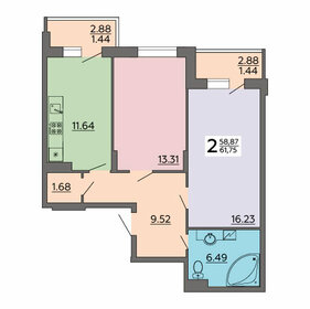 54,1 м², 2-комнатная квартира 6 200 000 ₽ - изображение 98