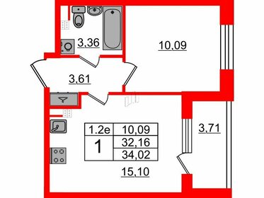 Квартира 32,2 м², 1-комнатная - изображение 1