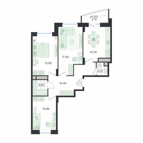 Квартира 82,9 м², 3-комнатная - изображение 1