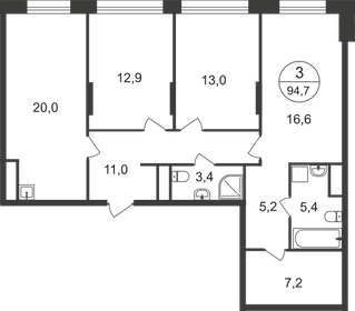 93,4 м², 3-комнатная квартира 17 490 000 ₽ - изображение 73