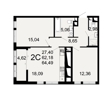 64 м², 2-комнатная квартира 6 600 000 ₽ - изображение 39
