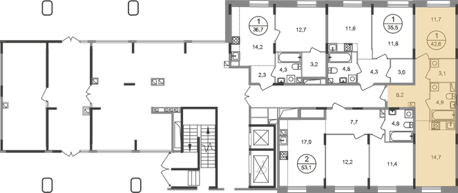 45,6 м², 1-комнатная квартира 13 994 567 ₽ - изображение 71