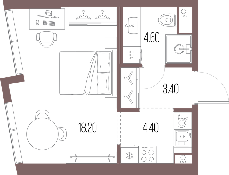 30,6 м², квартира-студия 15 728 400 ₽ - изображение 15