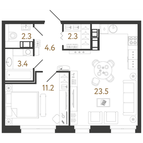 45,2 м², 1-комнатная квартира 16 507 456 ₽ - изображение 24