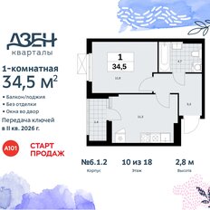 Квартира 34,5 м², 1-комнатная - изображение 3