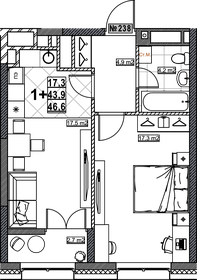 Квартира 46,6 м², 1-комнатная - изображение 1