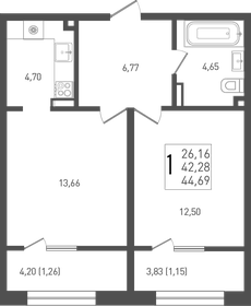 44,7 м², 1-комнатная квартира 6 122 530 ₽ - изображение 28