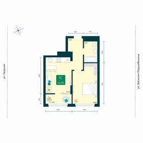 Квартира 45 м², 1-комнатная - изображение 1