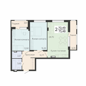 75,5 м², 2-комнатная квартира 9 284 040 ₽ - изображение 3