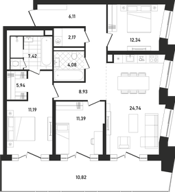 89,9 м², 3-комнатная квартира 69 900 000 ₽ - изображение 71