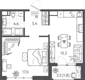 46,7 м², 1-комнатная квартира 6 890 000 ₽ - изображение 82