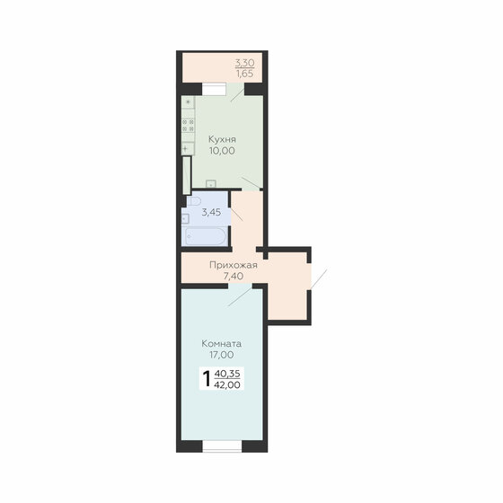 42 м², 1-комнатная квартира 5 166 000 ₽ - изображение 31