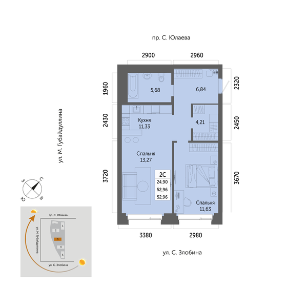 53 м², 2-комнатная квартира 8 976 700 ₽ - изображение 1