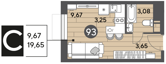 Квартира 19,7 м², студия - изображение 1