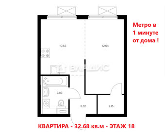 Квартира 32,7 м², 1-комнатная - изображение 4