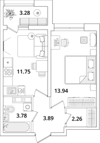 Квартира 37,1 м², 1-комнатная - изображение 1