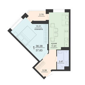 37,3 м², 1-комнатная квартира 3 916 500 ₽ - изображение 15