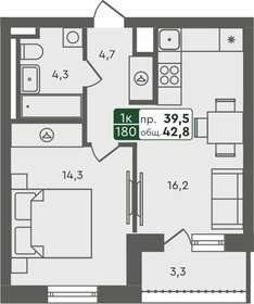 Квартира 42,8 м², 1-комнатная - изображение 1