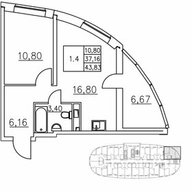 Квартира 37,2 м², 1-комнатная - изображение 1