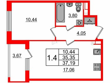 38,1 м², 1-комнатная квартира 6 550 162 ₽ - изображение 21