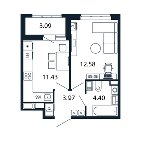 30,9 м², 1-комнатная квартира 7 300 000 ₽ - изображение 117