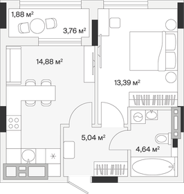 Квартира 39,8 м², 1-комнатная - изображение 1