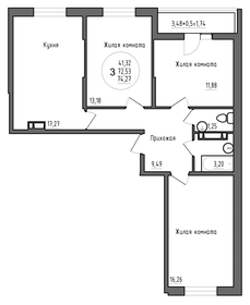 Квартира 74,3 м², 3-комнатная - изображение 1