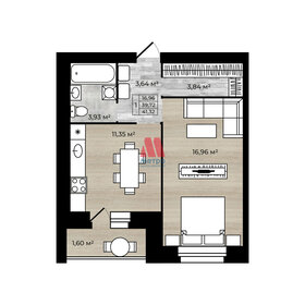 Квартира 41,3 м², 1-комнатная - изображение 1