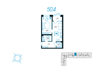 50 м², 1-комнатная квартира 8 299 000 ₽ - изображение 54