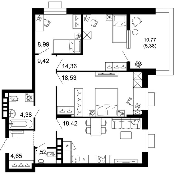 85,6 м², 3-комнатная квартира 14 832 848 ₽ - изображение 1