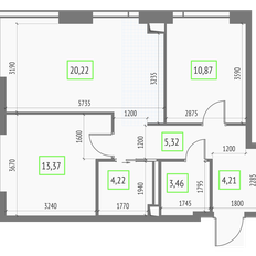 Квартира 61,7 м², 2-комнатная - изображение 2