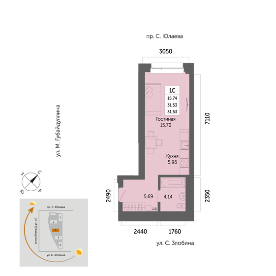 31,5 м², 1-комнатная квартира 5 738 500 ₽ - изображение 1