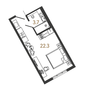 Квартира 26 м², студия - изображение 1