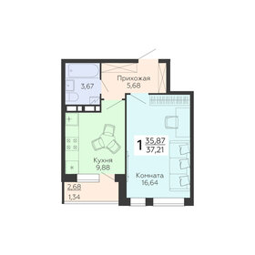 Квартира 37,2 м², 1-комнатная - изображение 1