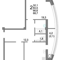 Квартира 68,7 м², 2-комнатная - изображение 3
