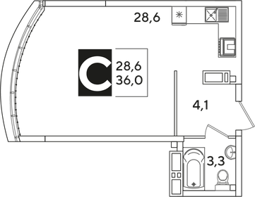 35,2 м², квартира-студия 7 367 360 ₽ - изображение 18