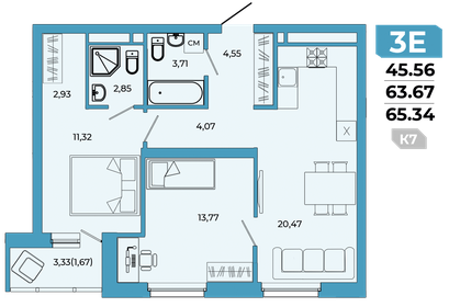 94,6 м², 3-комнатная квартира 7 900 000 ₽ - изображение 37
