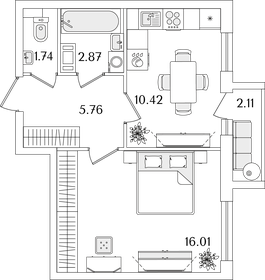 38 м², 1-комнатная квартира 9 500 000 ₽ - изображение 77