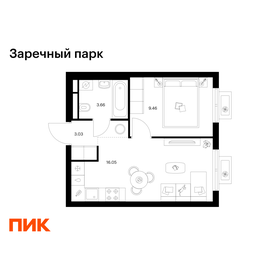 Квартира 32,2 м², 1-комнатная - изображение 1